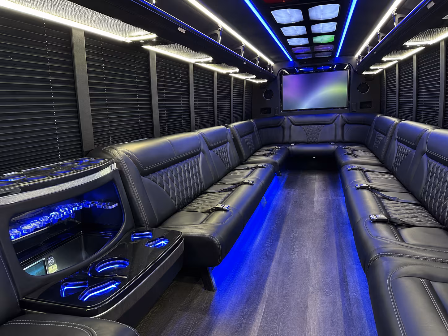 gaithersburg 20 passenger party bus inside