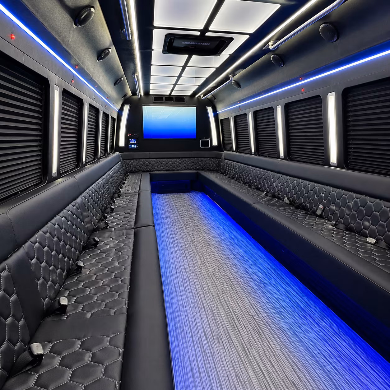 gaithersburg 50 passenger party bus inside